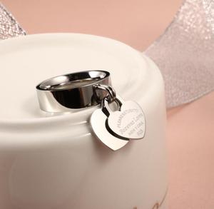 Anillos de Acero Inoxidable con Dije de Corazón Doble Amor Eterno para Mujer, Anillo de Compromiso, Boda, Novia, Regalo para Enamorados, Joyería - Product Image 6