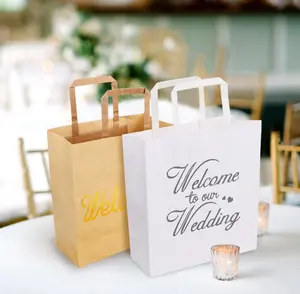 Wedding Theme Favour Treats Bags Goodie Gift Kraft Brown Rustic Paper Bag For Bride And Groom