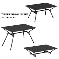 Table de camping pliable en aluminium à hauteur réglable, table portable pour pique-nique, barbecue, voyage avec sac de transport