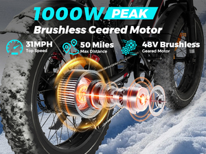 Spedizione Rapida da USA/UE/UK Bici Elettrica da Montagna 20 Pollici 48v 17.5ah Batteria al Litio con Motore 750W 1000W per Adulti - Product Image 5