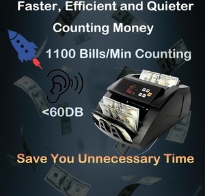 Machine de comptage de billets portable pour le bureau, machine de comptage de devises avec détecteur de faux billets IR UV MG pour dollars, euros et dollars canadiens - Product Image 3