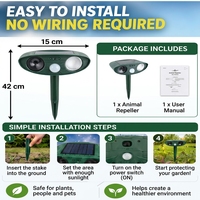 Répulsif d'animaux écologique alimenté par des batteries extérieures avec lumière LED clignotante, répulsif pour oiseaux rechargeable