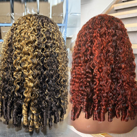Perruques courtes sans colle en cheveux humains, perruque HD Lace pré-plumée, boucles Pixie Water, perruques afro crépues pour femmes noires