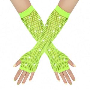 New Mesh Nylon Finger <b>Sleeves</b> Neon <b>Fishnet</b> Unisex Black Red Sheer UV Protection Long Summer Autumn Fancy Dress Sexy Punk Goth - Product Image 3