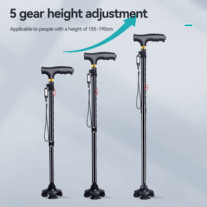 Canne de marche pliante lumineuse à LED-Hauteur réglable et base pivotante pour personnes âgées (canne de sécurité portable) - Product Image 6