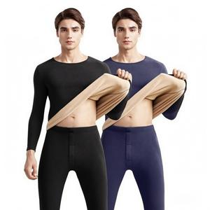 Set di biancheria intima termica da uomo Necomi, foderata in pile, super morbida, a maniche lunghe, con motivo a tinta unita, per il freddo, composto da maglia e pantaloni. - Product Image 5