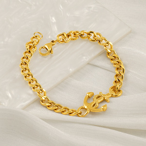 ZOGXIN Cuban Chain Bracelet Gold Plated Stainless Steel Anchor Infinity Hamsa Unisex Jewelry Gift - Product Image 2