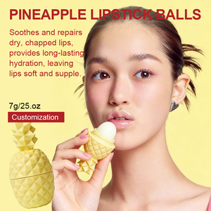 OEM ODM Soothes Repairs Chapped <b>Lips</b> Natural Ingredients Custom Flavors Moisturizing Nourishing Pineapple Shaped <b>Lip</b> Balm Ball - Product Image 5