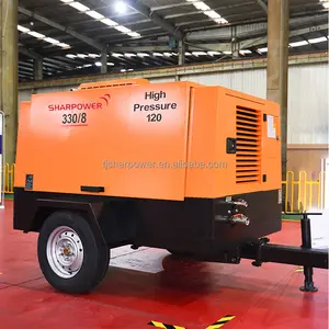 portable mobile diesel engine air compressor for mining deep water well drilling site