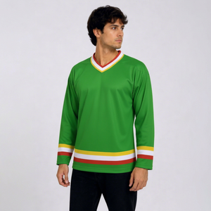 Camiseta de Hockey sobre Hielo Verde Personalizada, Transpirable, de Secado Rápido, Uniforme de Equipo, Manga Larga, 100% Poliéster, Calidad Premium - Product Image 1