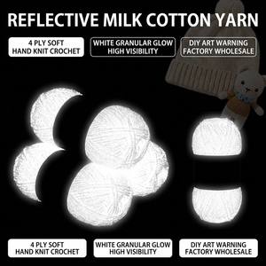 Fil de coton laitier réfléchissant 4 plis, doux, pour tricot et crochet, bricolage artistique, haute visibilité, blanc phosphorescent, vente <span class=keywords><strong>en</strong></span> gros usine - Product Image 1