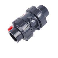 Vanne à boisseau sphérique double union en UPVC BSX DN20-DN110 (1/2"-4") PN16 Norme DIN, Vanne industrielle en PVC, Prix de gros usine