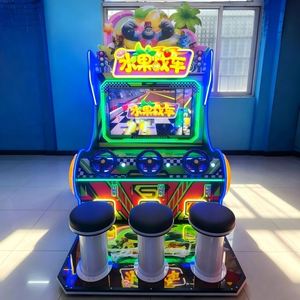 Machine de jeu d'arcade de course pour enfants Fruit Chariot à 3 joueurs, simulateur de conduite de voiture pour enfants à monnayeur - Product Image 5