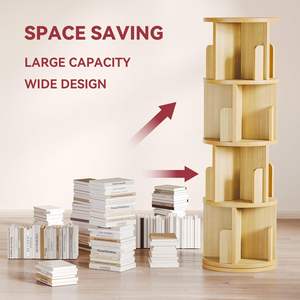 Estantería de libros para niños, estantería de libros apilable, giratoria, redonda, moderna, de 5 niveles, 360 - Product Image 3