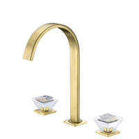 Robinet de lavabo de luxe en laiton massif avec poignée en cristal chromé, mitigeur cascade chaud/froid pour salle de bain, en céramique
