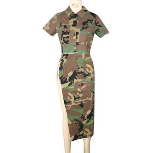 Conjunto de falda y chaqueta MIDI de camuflaje ecológica para mujer, estilo dulce teñido liso, lavable - Product Image 4