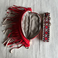 2024 nouveau YCH femmes Jacquard sangle frange gland en cuir sac à bandoulière Boho déclaration PU matériel fermeture à glissière pour l'été