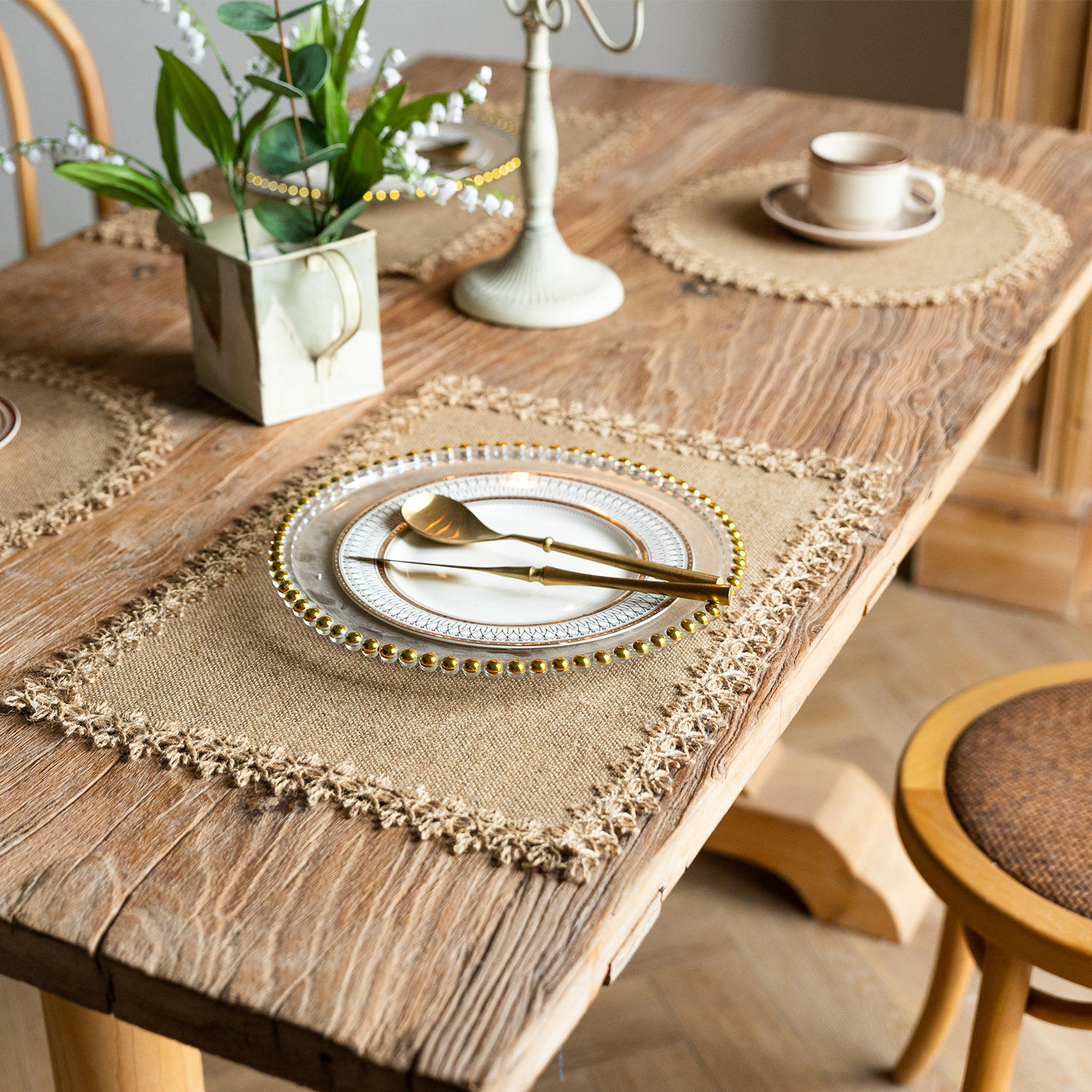 ปมเชือกปอแบบไขว้, เชือกปอหุ้มด้วยลูกไม้