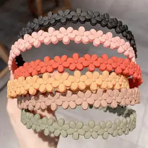 Matte Colors Full Flowers Hair Headbands For Kids Lovely Floral Plastic Hairbands Hair Hoops Women Headwear Accessories