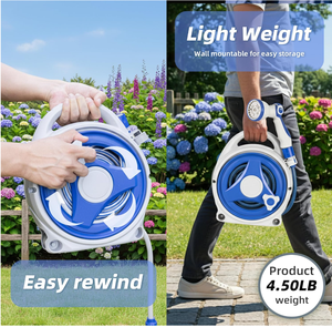 Avvolgitubo da Giardino Leggero e Retrattile con Ugello Spray, Supporto Portatile <span class=keywords><strong>per</strong></span> <span class=keywords><strong>Tubo</strong></span> Resistente <span class=keywords><strong>per</strong></span> Irrigazione Giardino e Lavaggio Auto - Product Image 4