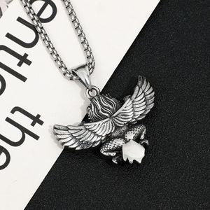Yunnique – pendentif aigle en acier inoxydable avec ailes, collier rétro Punk pour hommes, bijoux cadeau - Product Image 3