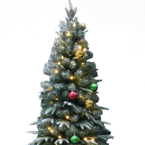 6FT Frosty Douglas Boom, Pe/Pvc Gemengde Pop Up Kerstboom Met Sneeuw Tip Met Led Licht, decoraties