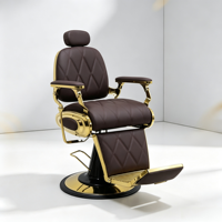 Chaise de barbier portable carrée en métal marron avec corps pliable et logo brodé personnalisable pour salon de coiffure et usage domestique