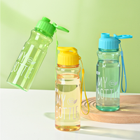 Bouteille d'eau sport en PET grande capacité 500 ml, transparente, portable, pour le camping, les voyages, l'école, la salle de sport, en plastique, idéale comme cadeau