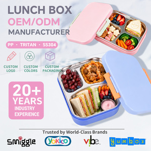 Kids Stainless Steel <b>Lunch</b> <b>Box</b> 4 Compartments Leak Proof Bpa Free PP Removable Lid Rectangle Design for <b>Children</b> - Product Image 1