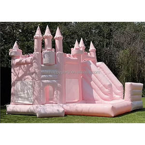 Castillo hinchable Inflables comerciales Gigantes White Bounce House Combo con piscina de bolas - Product Image 1