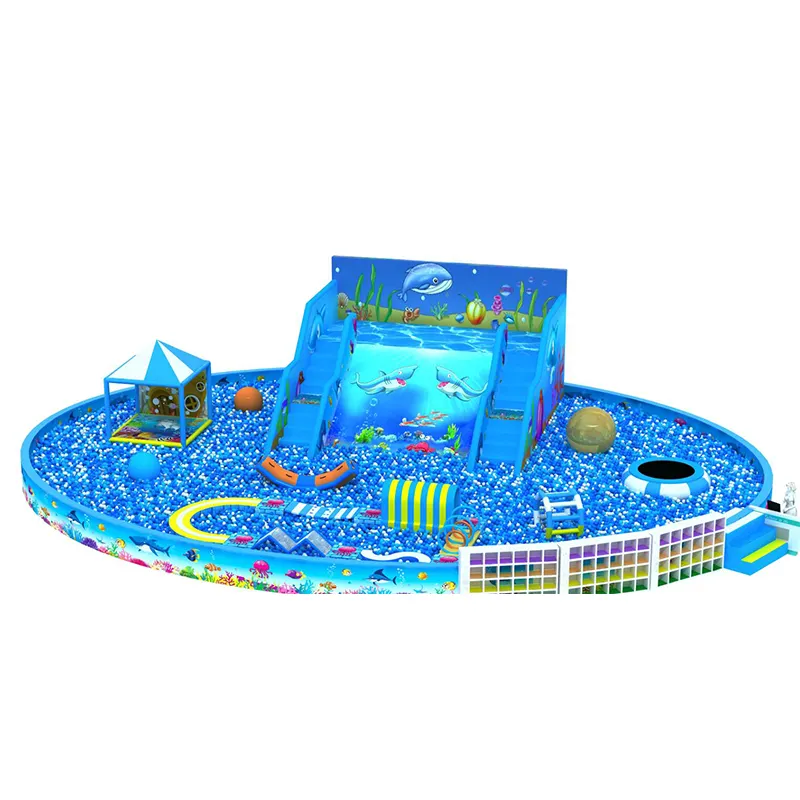 Grote Commerciële Indoor Ocean Thema Ball Pool Park Glijbaan Ballenbad Kinderspeelplaats