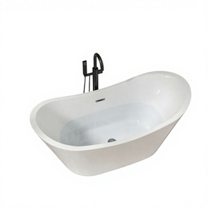 Sarlai Group 63-Inch Freestanding Acrylic Soaking <b>Bathtub</b> <b>Portable</b> Eco-Friendly Design Rectangle Shape Glossy Apartment Indoor - Product Image 4