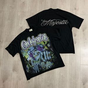 Camiseta de Manga Corta para Hombre, Estilo Urbano, Estampado Retro Graffiti, Lavado Ácido, 100% Algodón, Talla Grande, Marca Majstik - Product Image 4