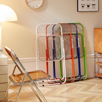 Chaise pliante transparente élégante maison magasin maquillage tabouret à la mode chaise de salle à manger Internet célébrité Photo pliable