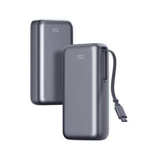 High Quality <b>Type</b>-<b>C</b> <b>Cable</b> 22.5W <b>Fast</b> <b>Charging</b> 20000mAh LED Display Power Bank with Retractable - Product Image 1
