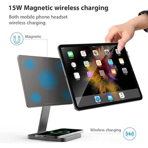 Aluminum Alloy Tablet Stand Rotatable Adjustable Magnetic Charging Docking Stand For Ipad