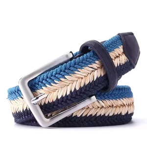 Cinturón Casual Ajustable de Lona con Mezcla de Paja y Cuerda Encerada Trenzada en Espiga para Hombres y Mujeres - Product Image 3