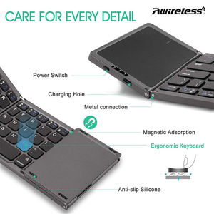 B089T Foldable Keyboard Wireless Bluetooth Universal Mini Folding Wireless Keyboard for Tablet <b>Mouse</b> Touchpad for PC - Product Image 6