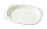 Assiette ovale en bagasse biodégradable, compostable, écologique, jetable, imperméable, de qualité alimentaire, fabriquée sur mesure pour le camping (OEM)