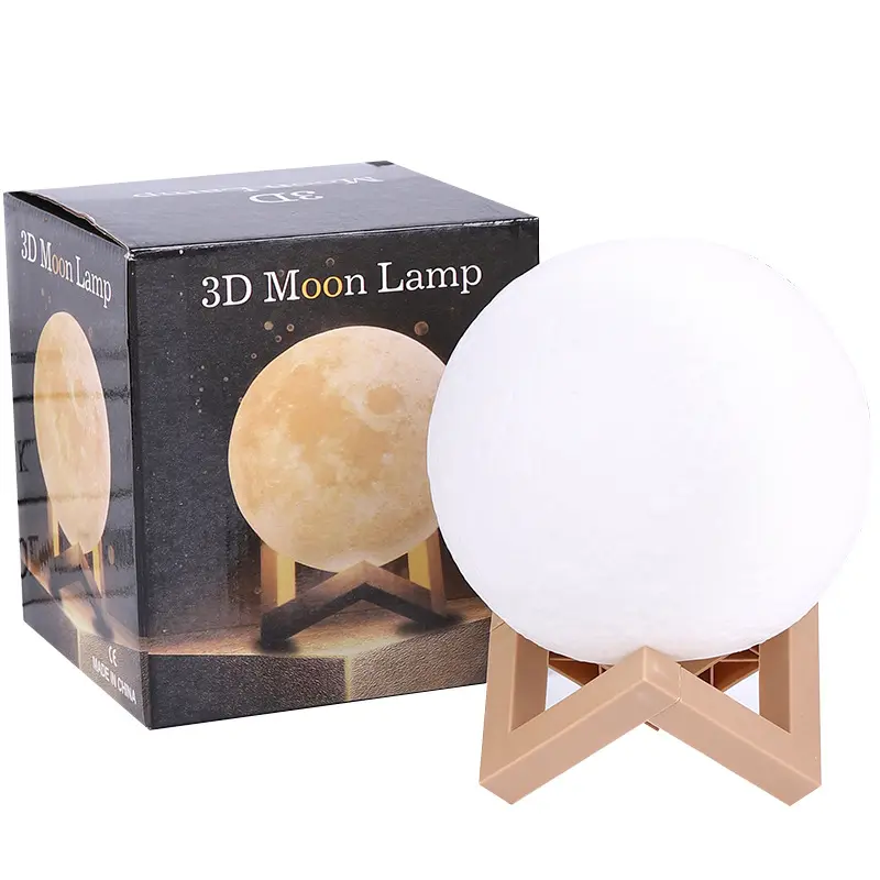 Good design Touch Table Desk Lamp Changing Lights Led 3D Moon Night lamp with Acrylic ball & ABS Base & USB Charger