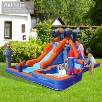Toboggan aquatique gonflable AirMyFun pour enfants, château gonflable fusée spatiale en tissu Oxford, double toboggan pliable