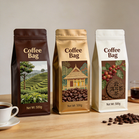 Sachet refermable à huit soudures imprimé sur mesure avec motif africain pour café, avec fermeture éclair, pour 500g, 200g, 250g, 1kg