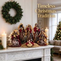 Crèche artisanale en résine, figurines de Noël décoratives et de collection, ensemble de 3 pièces en bois, Sainte Famille rouge et noire