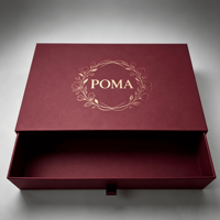 Boîte de rangement coulissante écologique sur mesure de grande taille, boîte en kraft naturel texturé avec insert, logo doré UV, finition noire premium au toucher doux
