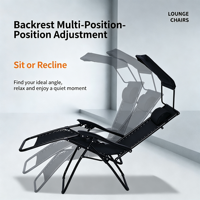 Chaise pliante de jardin portable avec cadre en acier inoxydable et tissu Texlin respirant - Utilisation en extérieur, patio et balcon, camping