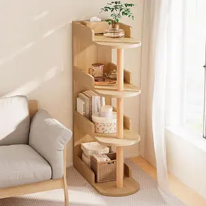 Estante de madeira independente, organizador de armazenamento de livros, estante de canto para escritório doméstico, expositor aberto, suporte para plantas