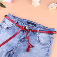 Sabuk Kulit Asli JULUN Sabuk Kulit Kustom Sabuk Wanita Multi Warna Tali Tipis Cincin Logam O Dekorasi Rumbai Tali Pinggang Ramping