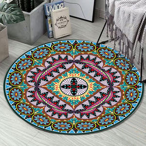 Alfombra Redonda Wan Xinlong con Diseño Mandala, Estilo Bohemio, Antideslizante, para Sala de Estar, Lavable a Máquina, Patrón YJL 132483 - Product Image 5