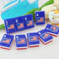 Ensemble de Mahjong Américain de Luxe en Acrylique Bleu Profond, 160 Tuiles, Motif Vacances Côtier, Jeu de Table pour Divertissement Festif