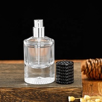 Flacon de parfum rond à fond épais transparent de luxe 30 ml 50 ml, flacons en verre pour cosmétiques et parfums avec bouchons personnalisés